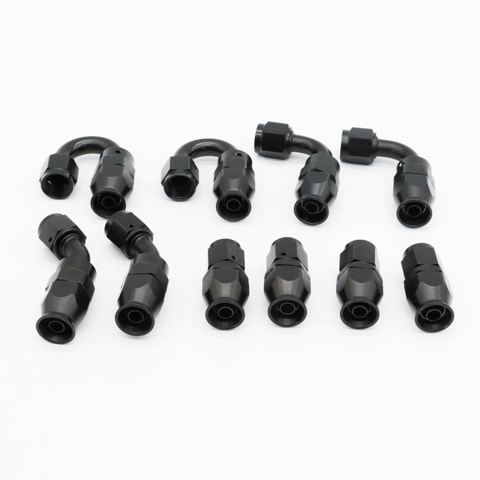 DURAFORCE 6AN Nylon E85 PTFE Fuel Line Hose Kit 20ft with 10 Fittings Black