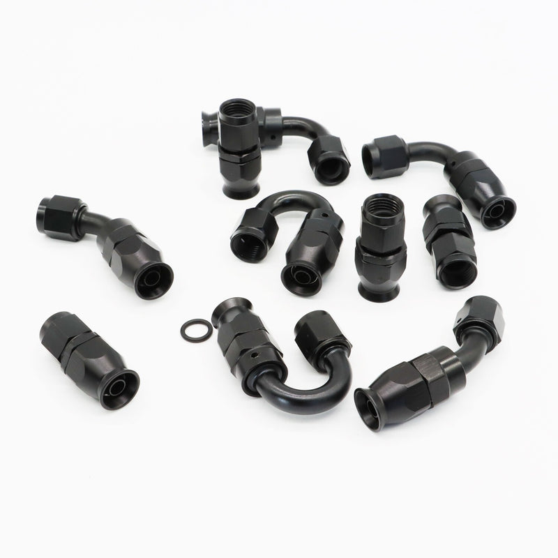 DURAFORCE 6AN Nylon E85 PTFE Fuel Line Hose Kit 20ft with 10 Fittings Black