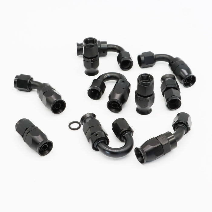 DURAFORCE 6AN Nylon E85 PTFE Fuel Line Hose Kit 20ft with 10 Fittings Black