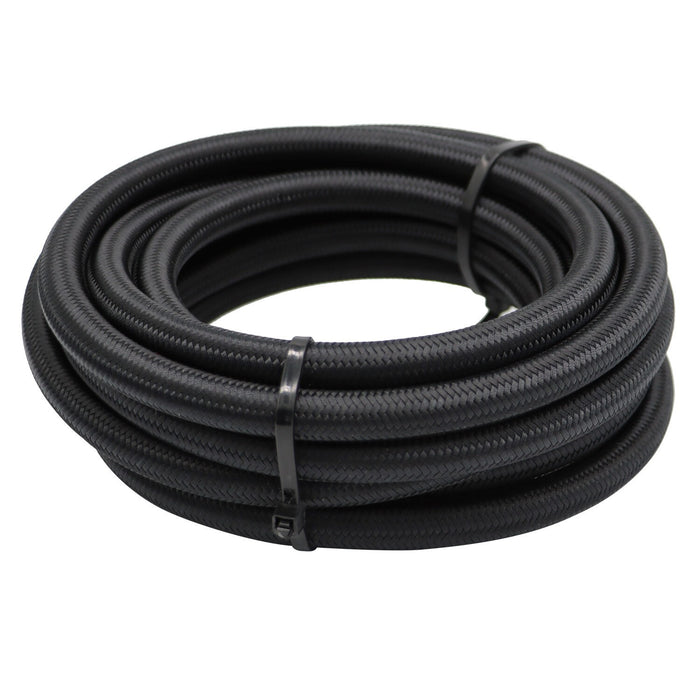 DURAFORCE 6AN Black Nylon PTFE Fuel Line Hose Kit 12ft 6 Fittings E85 Compatible