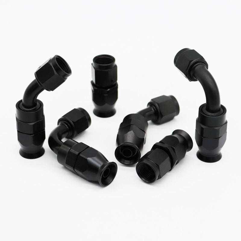 DURAFORCE 6AN Black Nylon PTFE Fuel Line Hose Kit 12ft 6 Fittings E85 Compatible