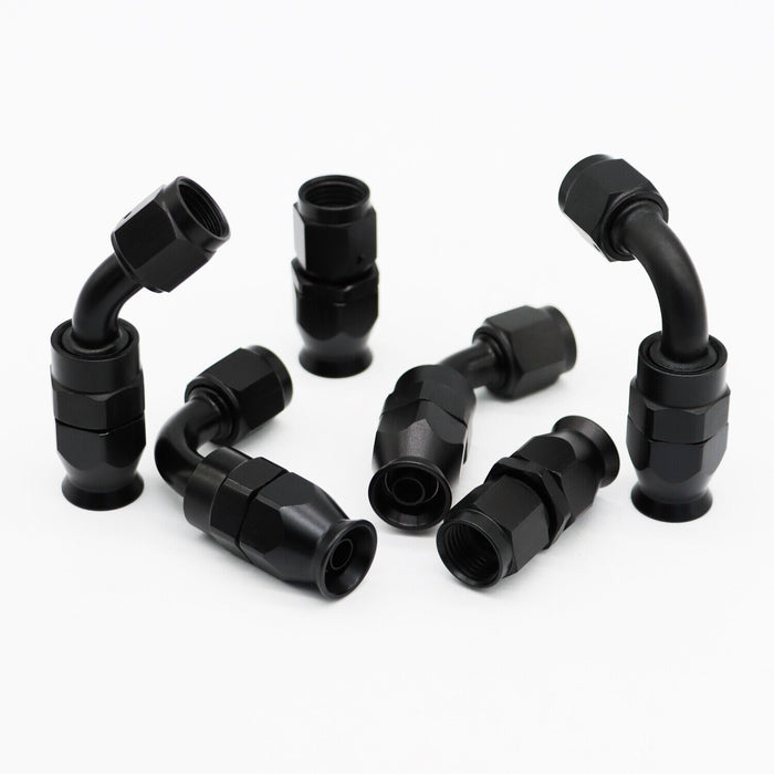 DURAFORCE 6AN Black Nylon PTFE Fuel Line Hose Kit 12ft 6 Fittings E85 Compatible