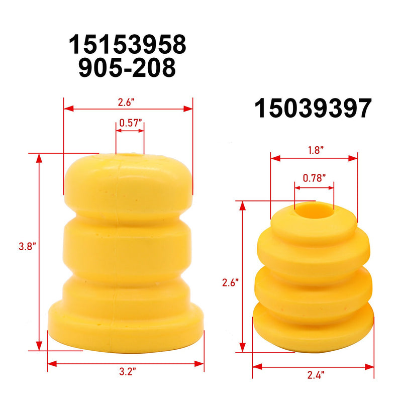 DURAFORCE 4x Front & Rear Control Arm Bump Stops for Cadillac Chevy GMC Trucks