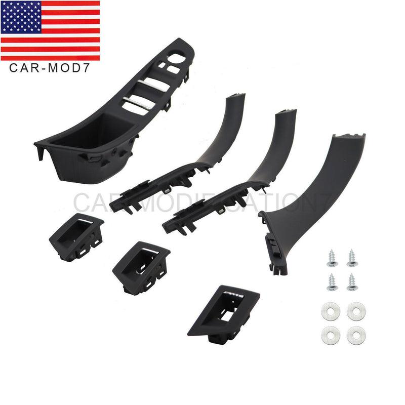 DURAFORCE 7pcs Black Inner Door Handle Trim Cover Set for BMW 5 Series F10 F11