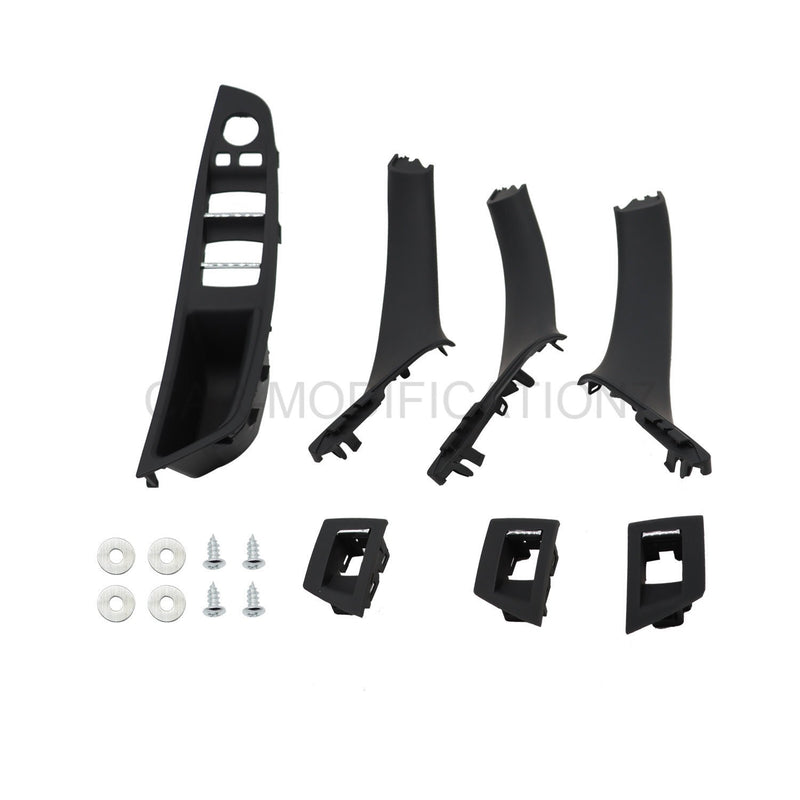 DURAFORCE 7pcs Black Inner Door Handle Trim Cover Set for BMW 5 Series F10 F11