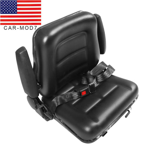 DURAFORCE Adjustable Tractor Seat w/ Safety Belt & Armrest Universal Forklift Backrest