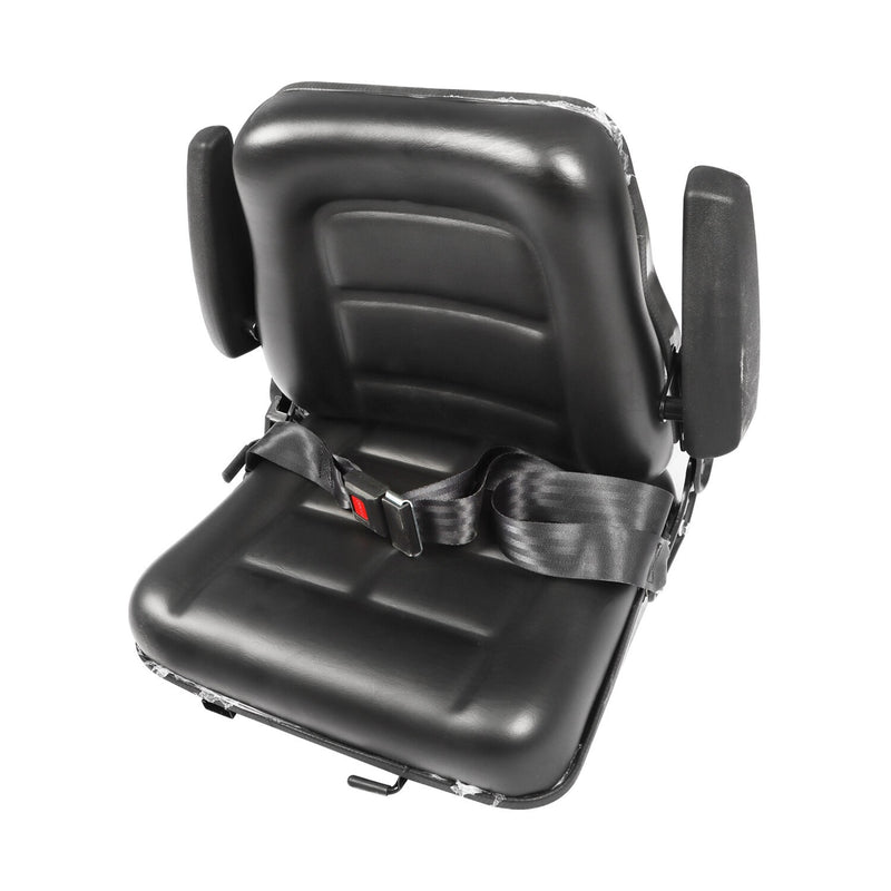 DURAFORCE Adjustable Tractor Seat w/ Safety Belt & Armrest Universal Forklift Backrest
