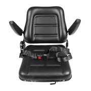 DURAFORCE Adjustable Tractor Seat w/ Safety Belt & Armrest Universal Forklift Backrest
