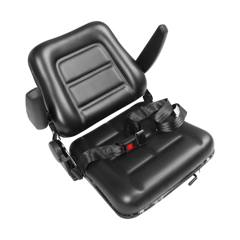 DURAFORCE Adjustable Tractor Seat w/ Safety Belt & Armrest Universal Forklift Backrest
