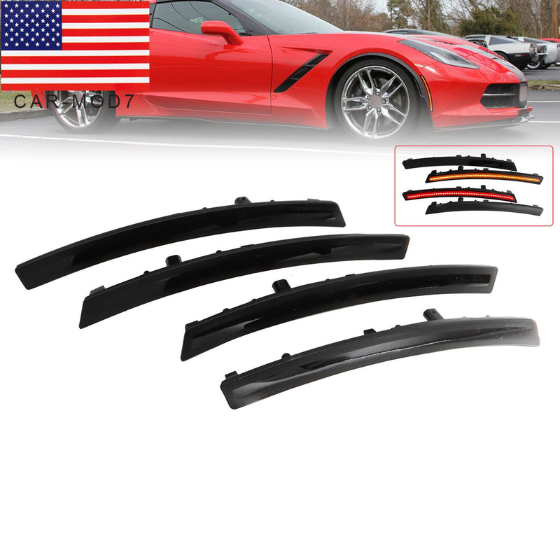 DURAFORCE 4x Smoke LED Fender Side Marker Lights for 2014-2019 Chevy Corvette C7