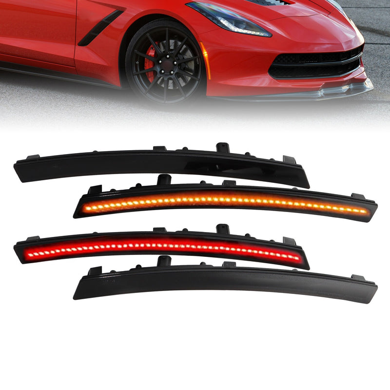DURAFORCE 4x Smoke LED Fender Side Marker Lights for 2014-2019 Chevy Corvette C7