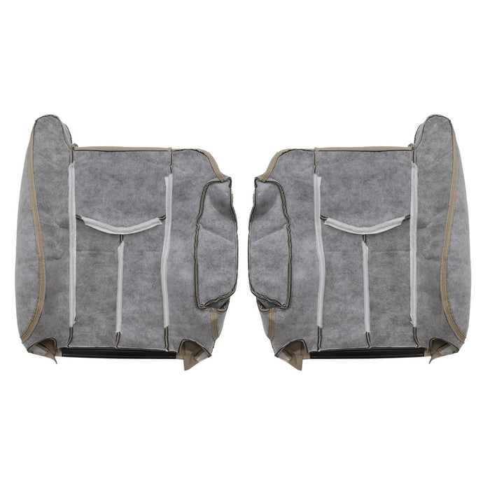 DURAFORCE 6Pcs Front Leather Seat Covers Light Tan for 2003-2006 Chevy Tahoe GMC Yukon