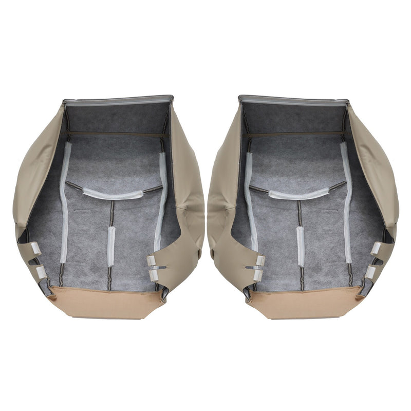 DURAFORCE 6Pcs Front Leather Seat Covers Light Tan for 2003-2006 Chevy Tahoe GMC Yukon