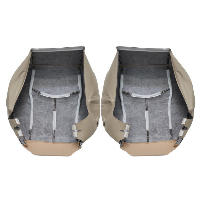 DURAFORCE 6Pcs Front Leather Seat Covers Light Tan for 2003-2006 Chevy Tahoe GMC Yukon