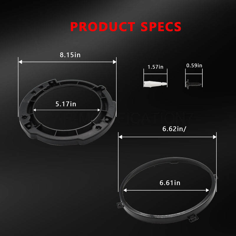 DURAFORCE 7" Headlight Mount Bracket Ring Set for 2007-2018 Jeep Wrangler JK