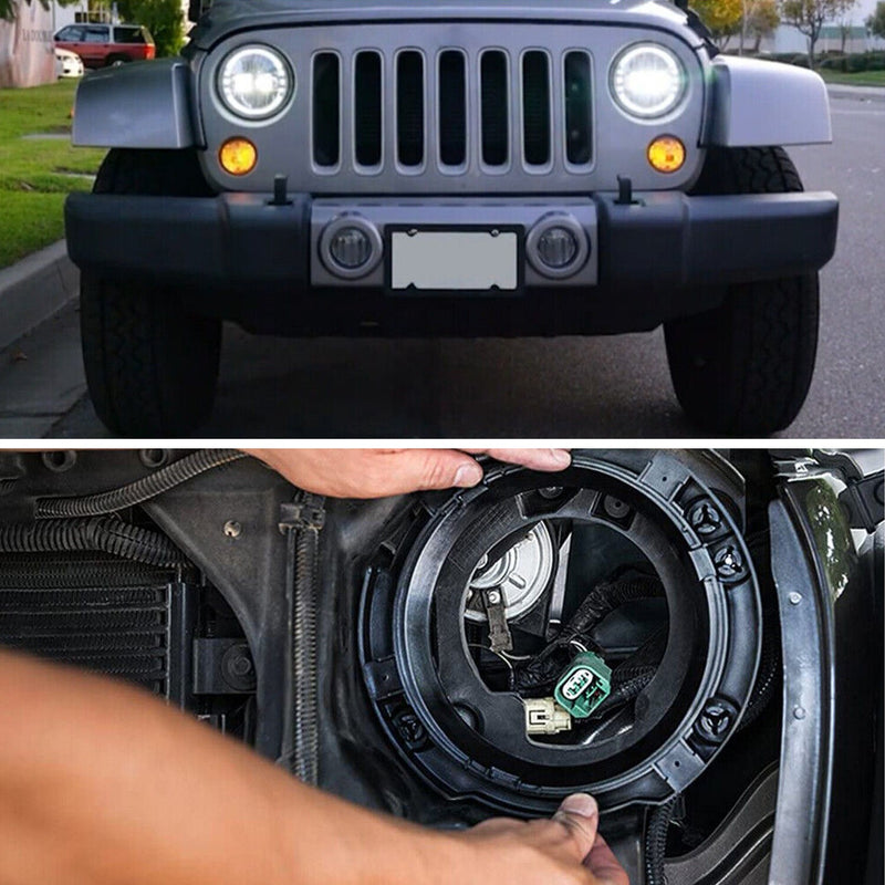DURAFORCE 7" Headlight Mount Bracket Ring Set for 2007-2018 Jeep Wrangler JK