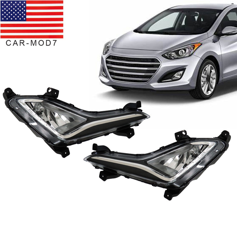 DURAFORCE Front Clear Lens Fog Lights Pair for 2014-2016 Hyundai Elantra LH & RH