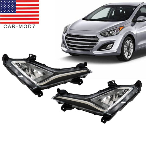 DURAFORCE Front Clear Lens Fog Lights Pair for 2014-2016 Hyundai Elantra LH & RH