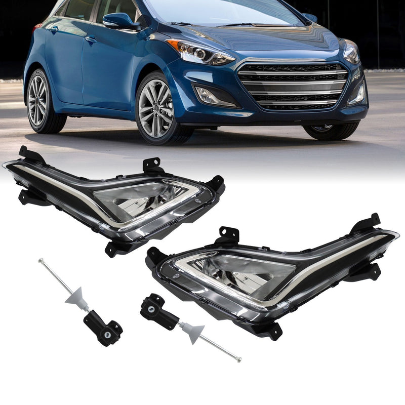 DURAFORCE Front Clear Lens Fog Lights Pair for 2014-2016 Hyundai Elantra LH & RH
