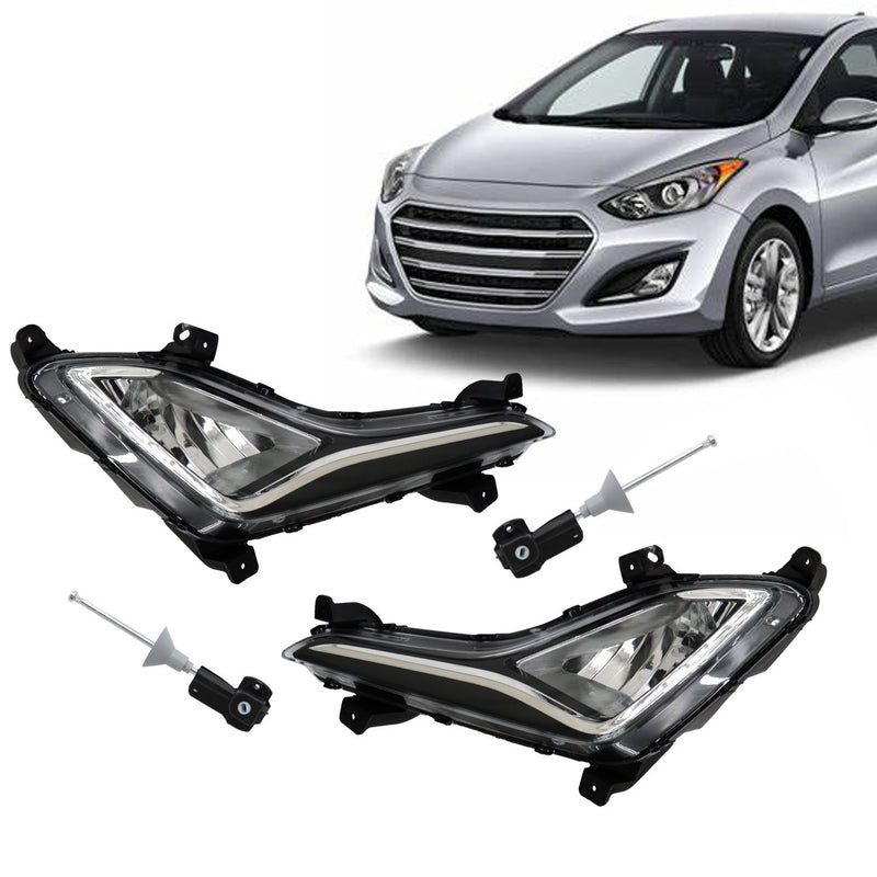 DURAFORCE Front Clear Lens Fog Lights Pair for 2014-2016 Hyundai Elantra LH & RH