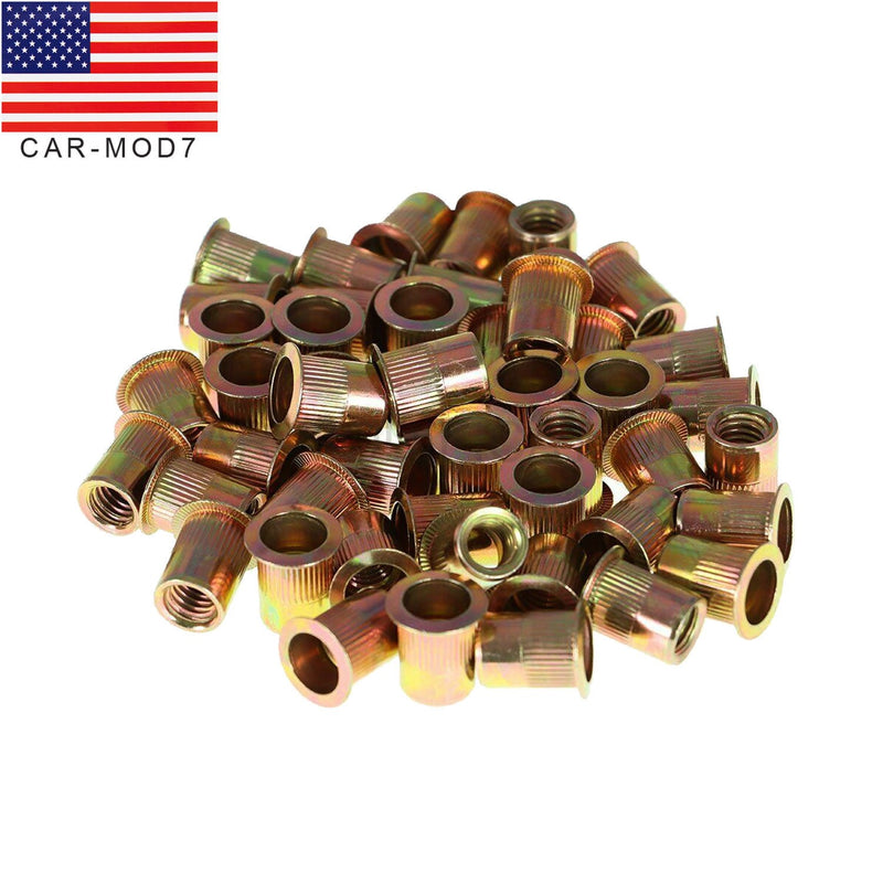 DURAFORCE 50Pcs 3/8-16 Zinc Plated Carbon Steel Rivet Nut Rivnut Insert Nutsert