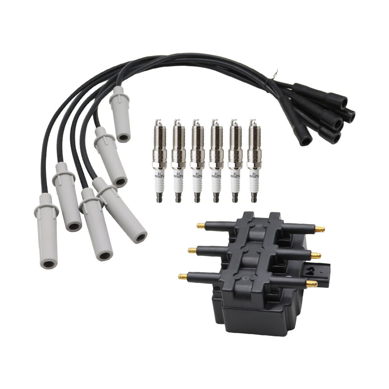 DURAFORCE 6 Spark Plugs Wire Set Coil Pack for Town & Country Grand Caravan 3.3L 3.8L
