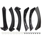 DURAFORCE 6Pcs Black Inner Door Handle Pull Trim Cover for BMW E90 2006-2011