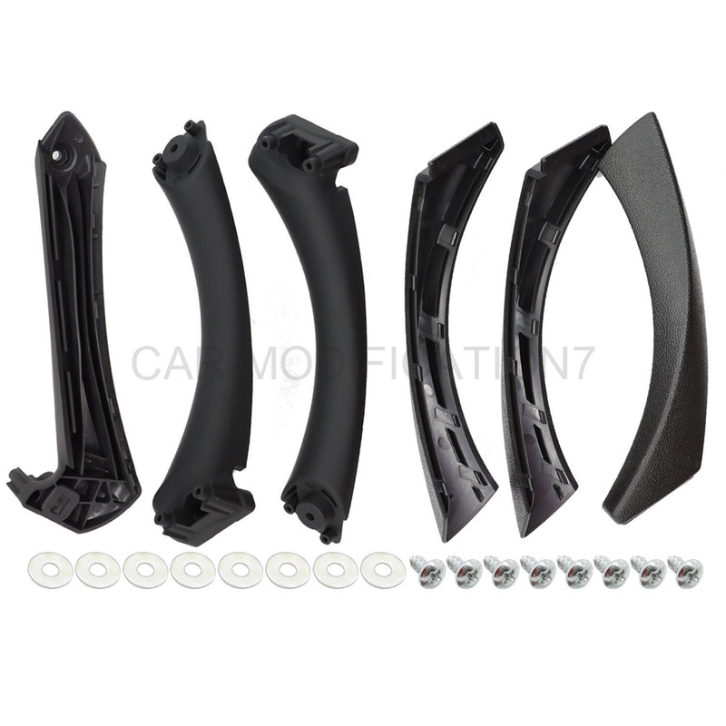 DURAFORCE 6Pcs Black Inner Door Handle Pull Trim Cover for BMW E90 2006-2011