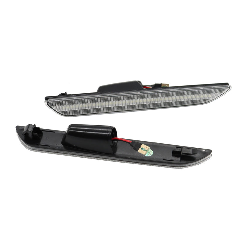 DURAFORCE Clear Lens White LED Rear Side Marker Signal Lights for 2015-21 Ford Mustang