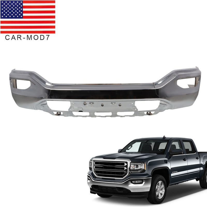 DURAFORCE Chrome Front Bumper Cover Steel Face Bar for 2016-2018 GMC Sierra 1500