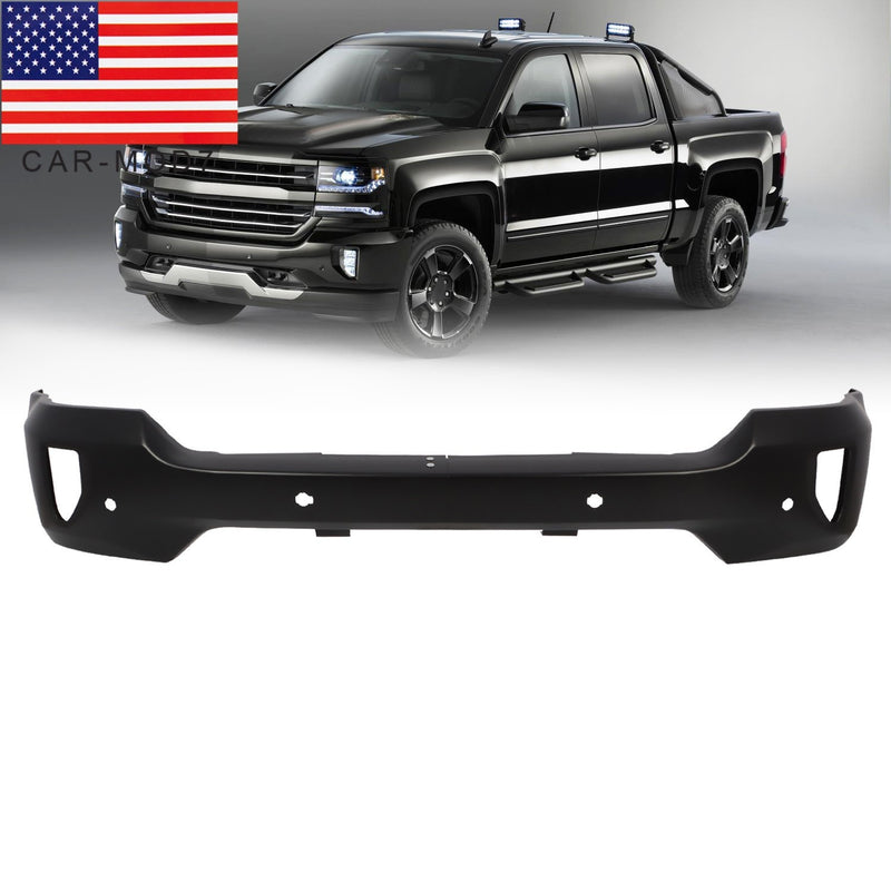 DURAFORCE Black Front Bumper w/ Sensor & Fog Light Holes for 16-19 Chevy Silverado 1500