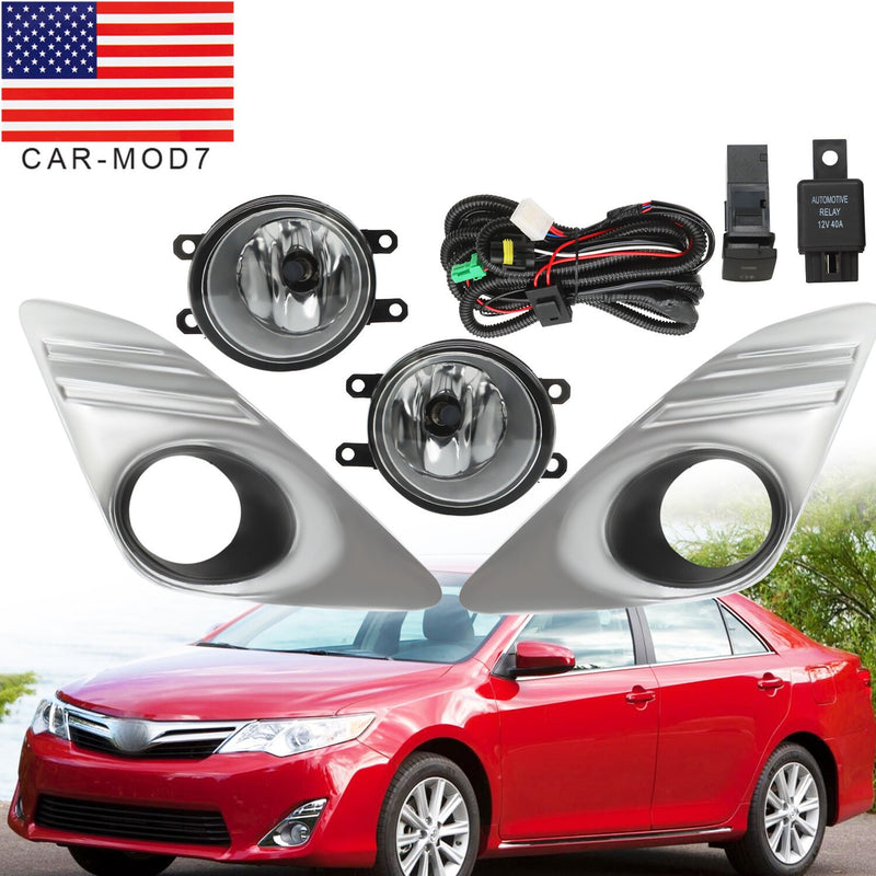 DURAFORCE Bumper Fog Light with Chrome Cover for 2012-2014 Toyota Camry L LE XLE