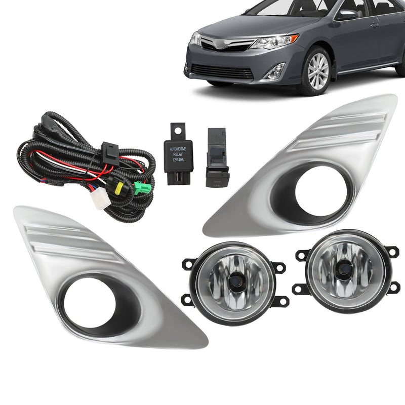 DURAFORCE Bumper Fog Light with Chrome Cover for 2012-2014 Toyota Camry L LE XLE