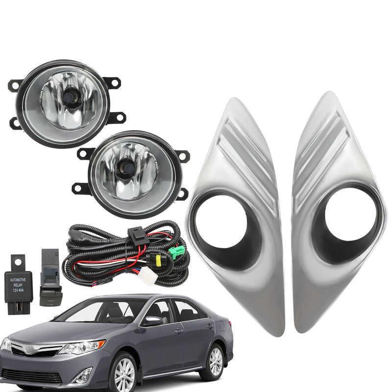 DURAFORCE Bumper Fog Light with Chrome Cover for 2012-2014 Toyota Camry L LE XLE