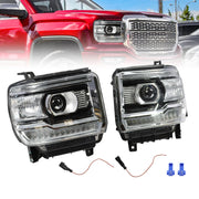DURAFORCE Black LED DRL Projector Headlights for 2014-18 GMC Sierra 1500 2500HD 3500HD