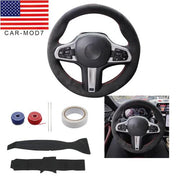 DURAFORCE Black Alcantara Suede Steering Wheel Cover Hand-Stitched for BMW G20 G80 M340i