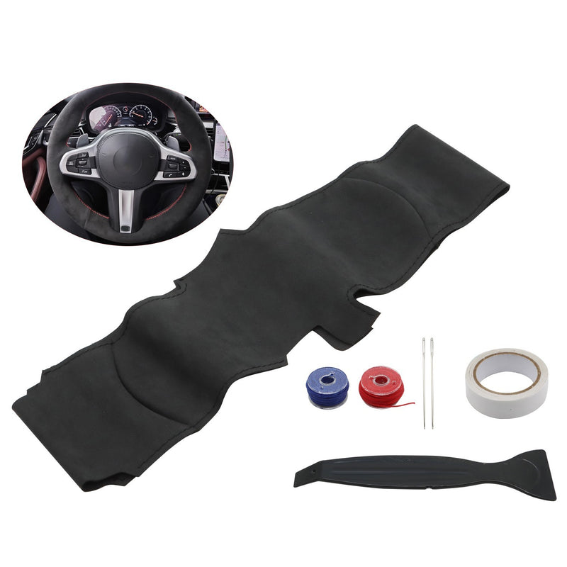 DURAFORCE Black Alcantara Suede Steering Wheel Cover Hand-Stitched for BMW G20 G80 M340i