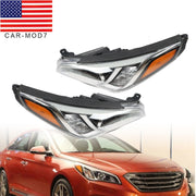 DURAFORCE Chrome Halogen Headlight Assembly Pair for 2015-2017 Hyundai Sonata