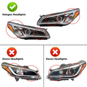 DURAFORCE Chrome Halogen Headlight Assembly Pair for 2015-2017 Hyundai Sonata