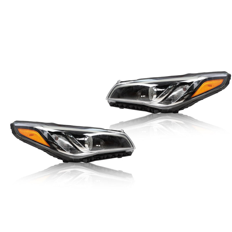 DURAFORCE Chrome Halogen Headlight Assembly Pair for 2015-2017 Hyundai Sonata