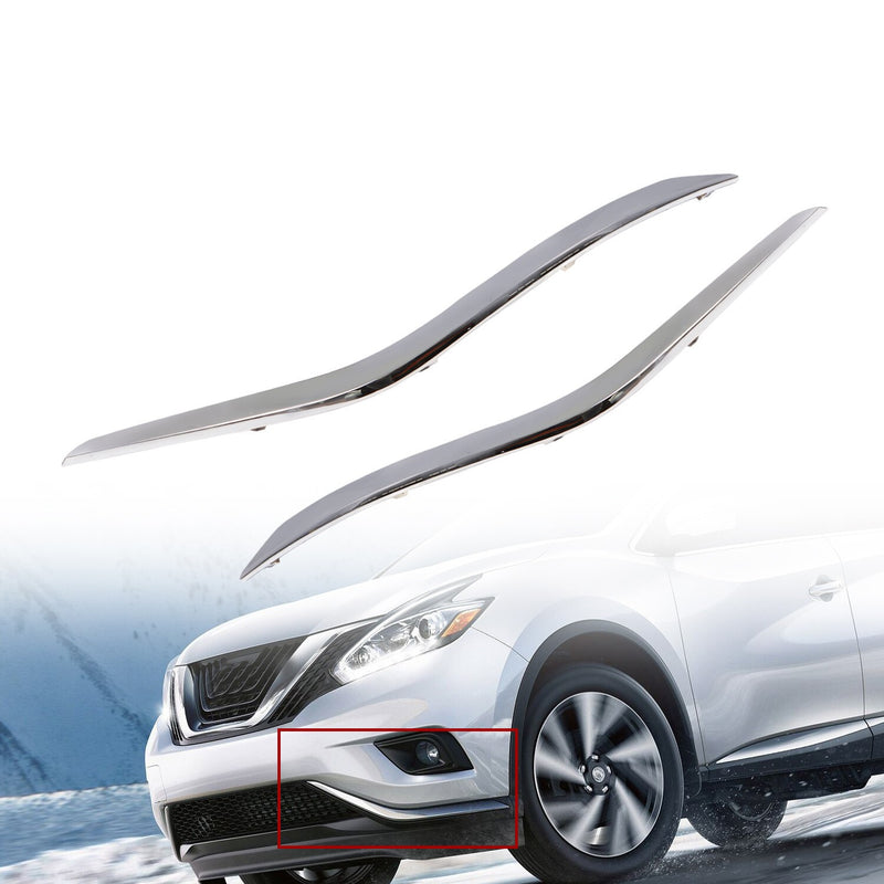 DURAFORCE Chrome Front Lower Bumper Trim Set for 2015-2018 Nissan Murano Left & Right