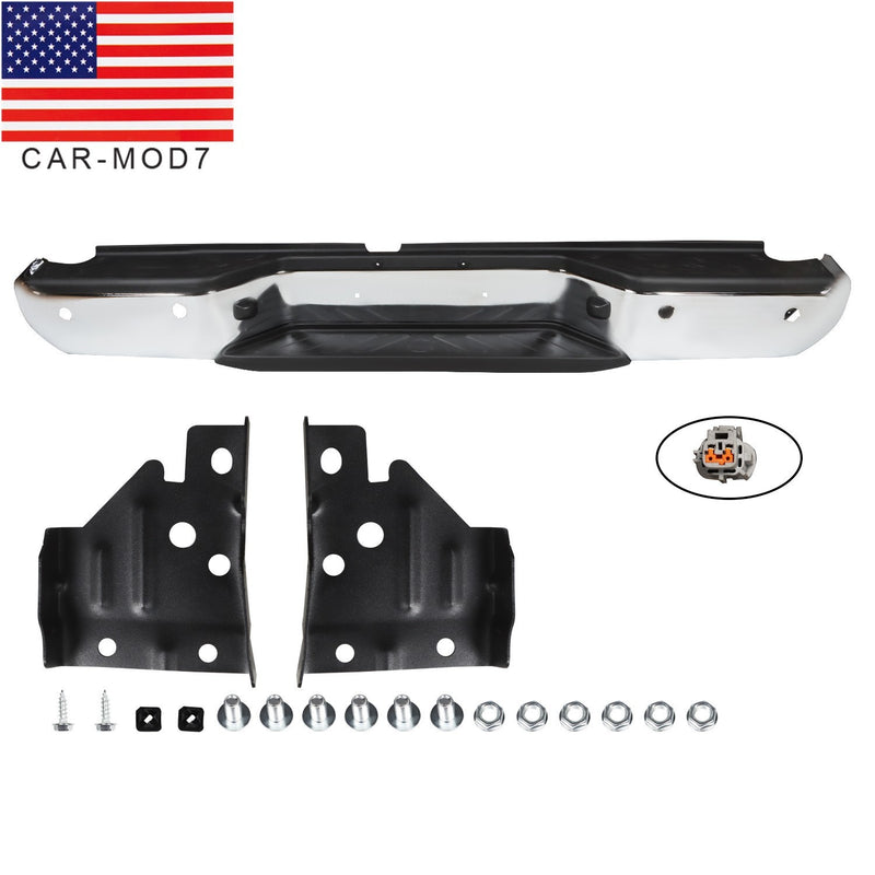 DURAFORCE Chrome Rear Step Bumper Assembly for 2013-2021 Nissan Frontier w/ Sensor & Pad