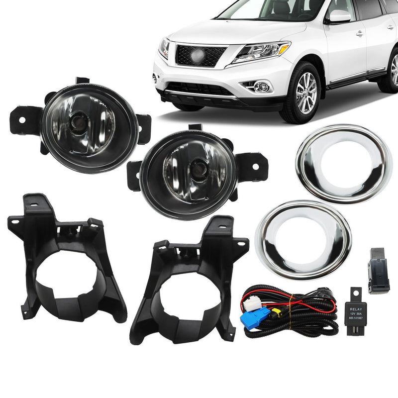 DURAFORCE 2013-2016 Nissan Pathfinder Driving Fog Lights with Chrome Bezel Lamp