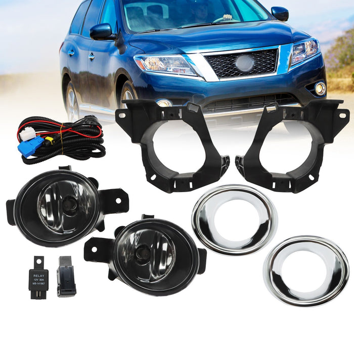 DURAFORCE 2013-2016 Nissan Pathfinder Driving Fog Lights with Chrome Bezel Lamp