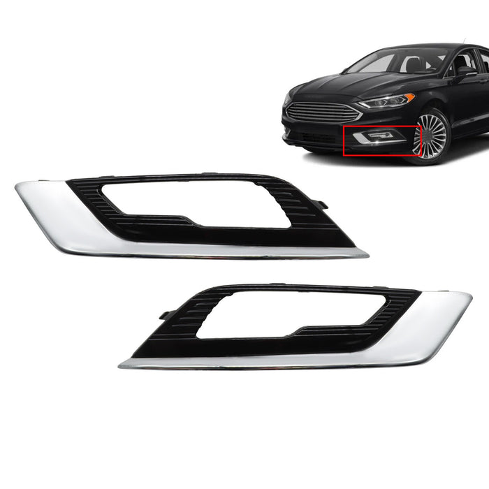 DURAFORCE 2017-2018 Ford Fusion Chrome Fog Light Bezel Trim Driver & Passenger Set