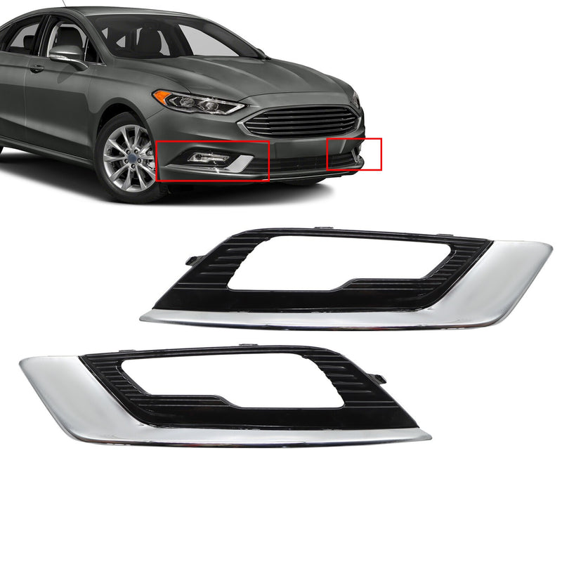 DURAFORCE 2017-2018 Ford Fusion Chrome Fog Light Bezel Trim Driver & Passenger Set