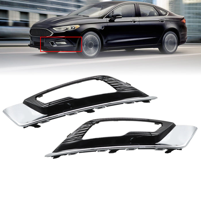 DURAFORCE 2017-2018 Ford Fusion Chrome Fog Light Bezel Trim Driver & Passenger Set