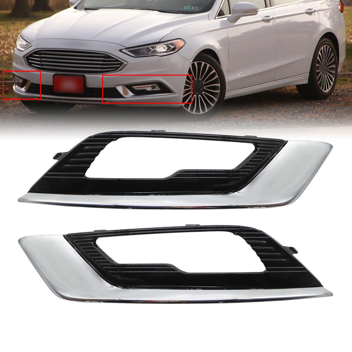 DURAFORCE 2017-2018 Ford Fusion Chrome Fog Light Bezel Trim Driver & Passenger Set
