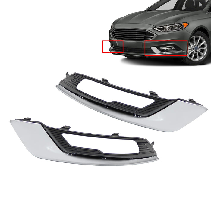 DURAFORCE 2017-2018 Ford Fusion Chrome Fog Light Bezel Trim Driver & Passenger Set