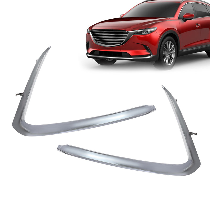 DURAFORCE Chrome Bumper Trim Set Front Driver & Passenger Side for 2016-2022 Mazda CX-9